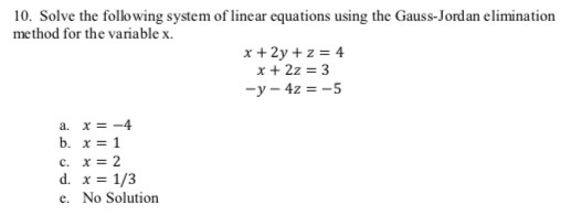 Solved 8. Solve the following system of linear equations | Chegg.com