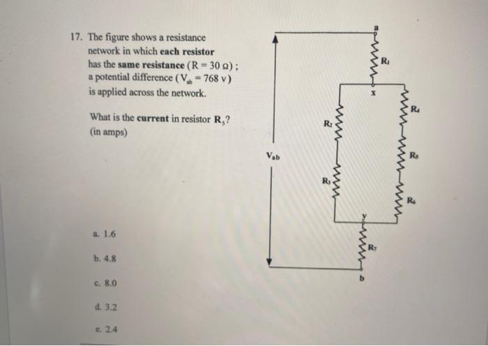 Solved 17. The figure shows a resistance network in which | Chegg.com