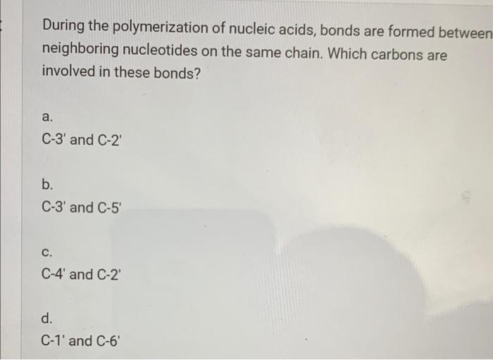 During the polymerization of nucleic acids, bonds are