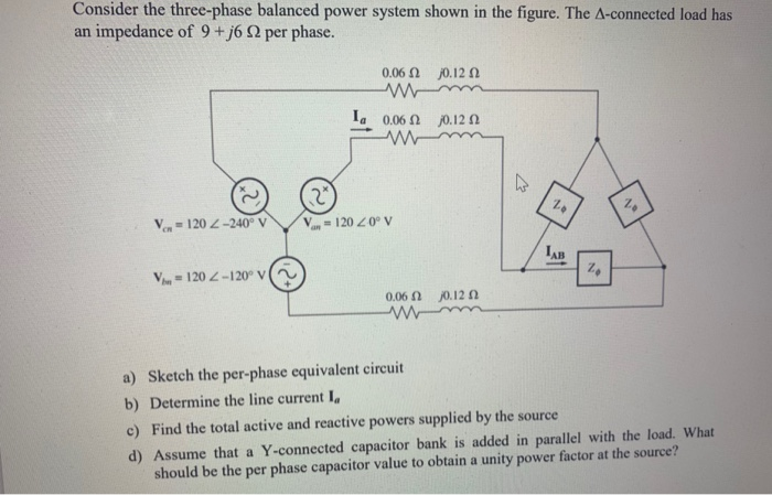 Solved Consider The Three-phase Balanced Power System Shown | Chegg.com