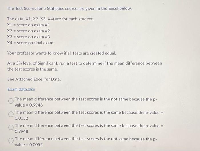 Solved The Test Scores for a Statistics course are given in | Chegg.com