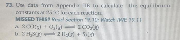 Solved 73 Use Data From Appendix Iib To Calculate The 5009