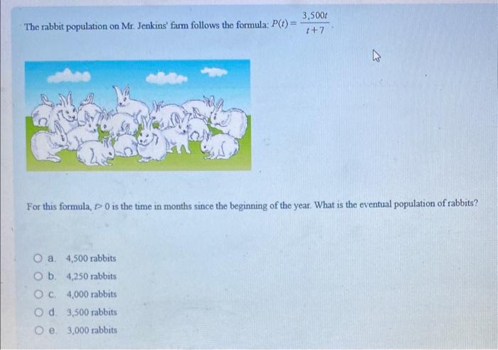 Solved The rabbit population on Mr. Jenkins' farm follows | Chegg.com