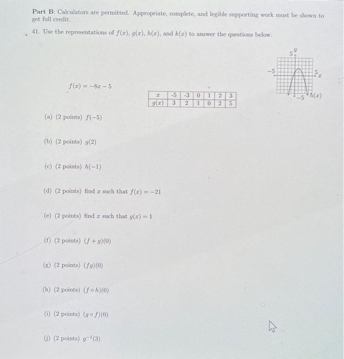 Solved Part B: Calculators Are Permitted. Appropriate, | Chegg.com