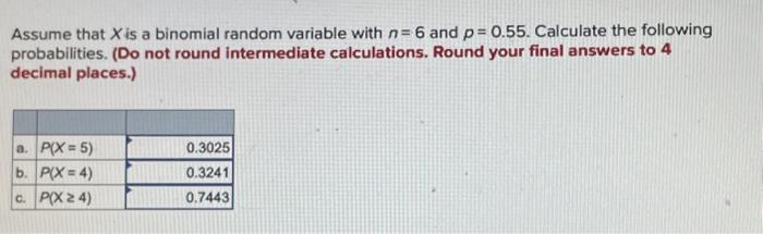 Solved Assume That X Is A Binomial Random Variable With N=6 | Chegg.com