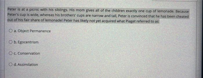 Solved Peter is at a picnic with his siblings. His mom gives