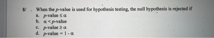 null hypothesis using p value