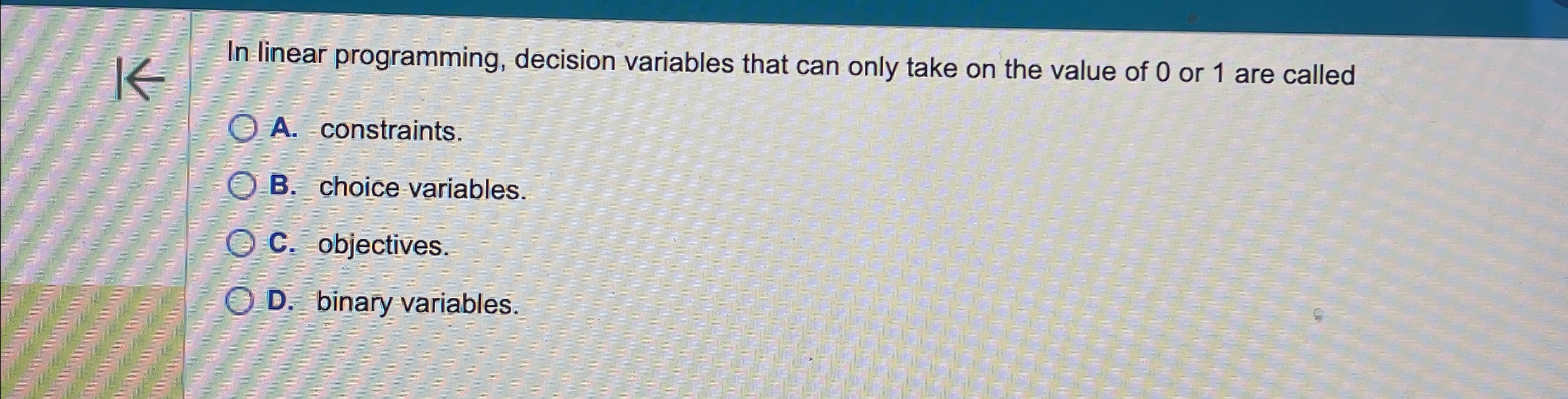 Solved In linear programming, decision variables that can | Chegg.com