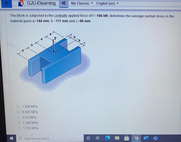 Solved GJU-Elearning My Classes English (en) The block is | Chegg.com