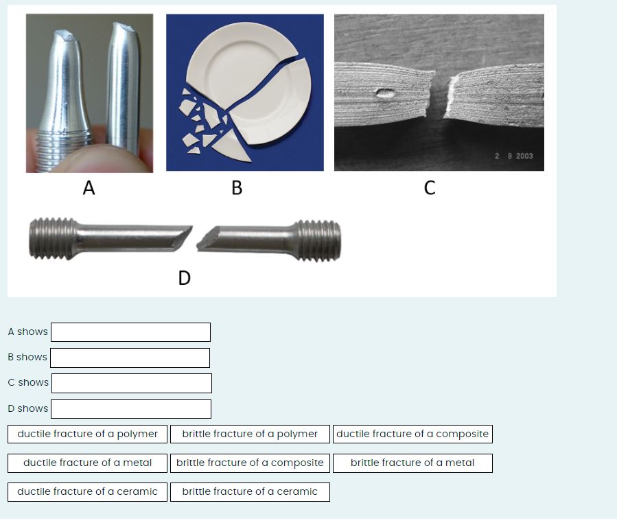 Solved vA showsB showsC showsD showsductile fracture of a