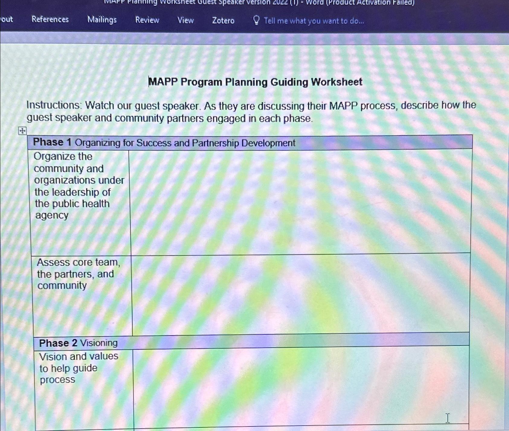 Solved MAPP Program Planning Guiding WorksheetInstructions: | Chegg.com