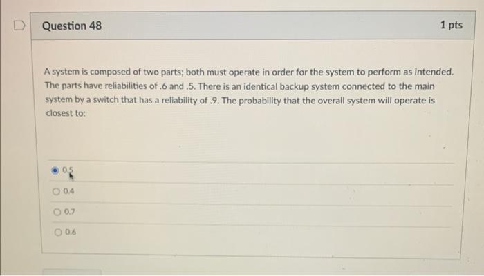 Solved A system is composed of two parts; both must operate | Chegg.com