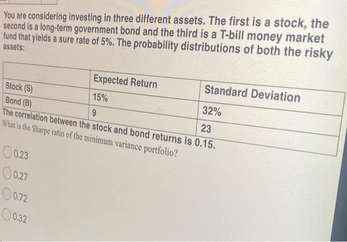 Solved You Are Considering Investing In Three Different | Chegg.com