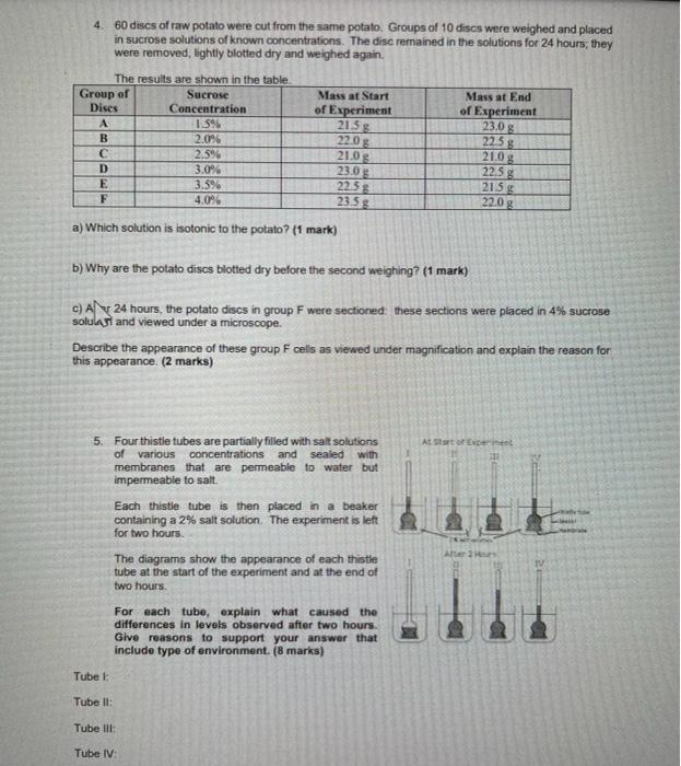Solved 134 Tonicity Lab In order to demonstrate | Chegg.com