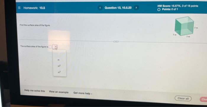 Solved Homework: 10.5 Find the surface area of the figure | Chegg.com