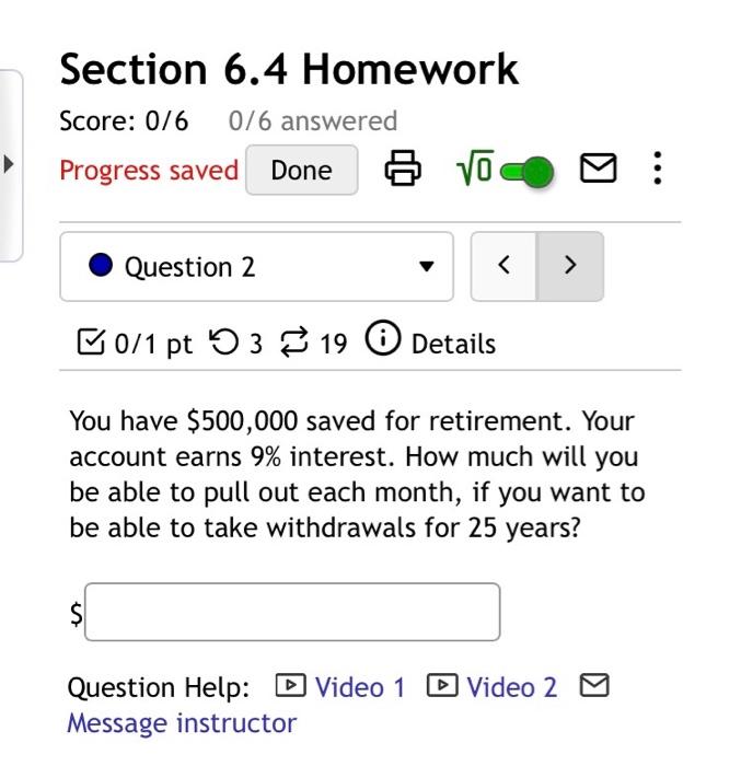 Solved Section 6.4 Homework Score: 0/6 : 0/6 Answered | Chegg.com