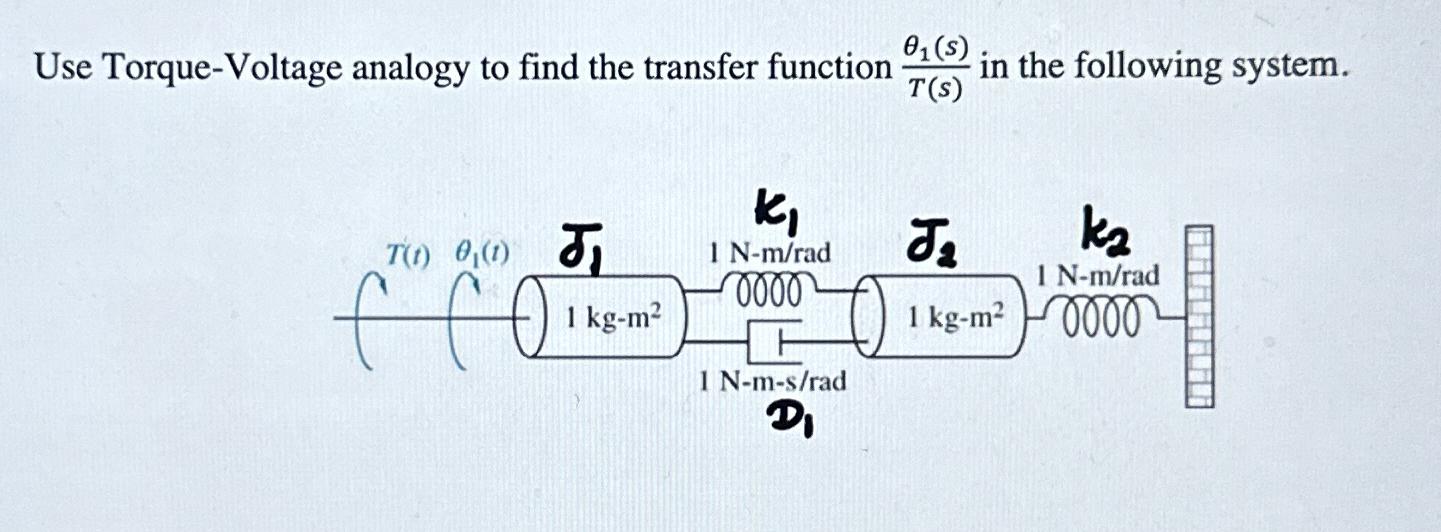 Use TorqueVoltage analogy to find the transfer