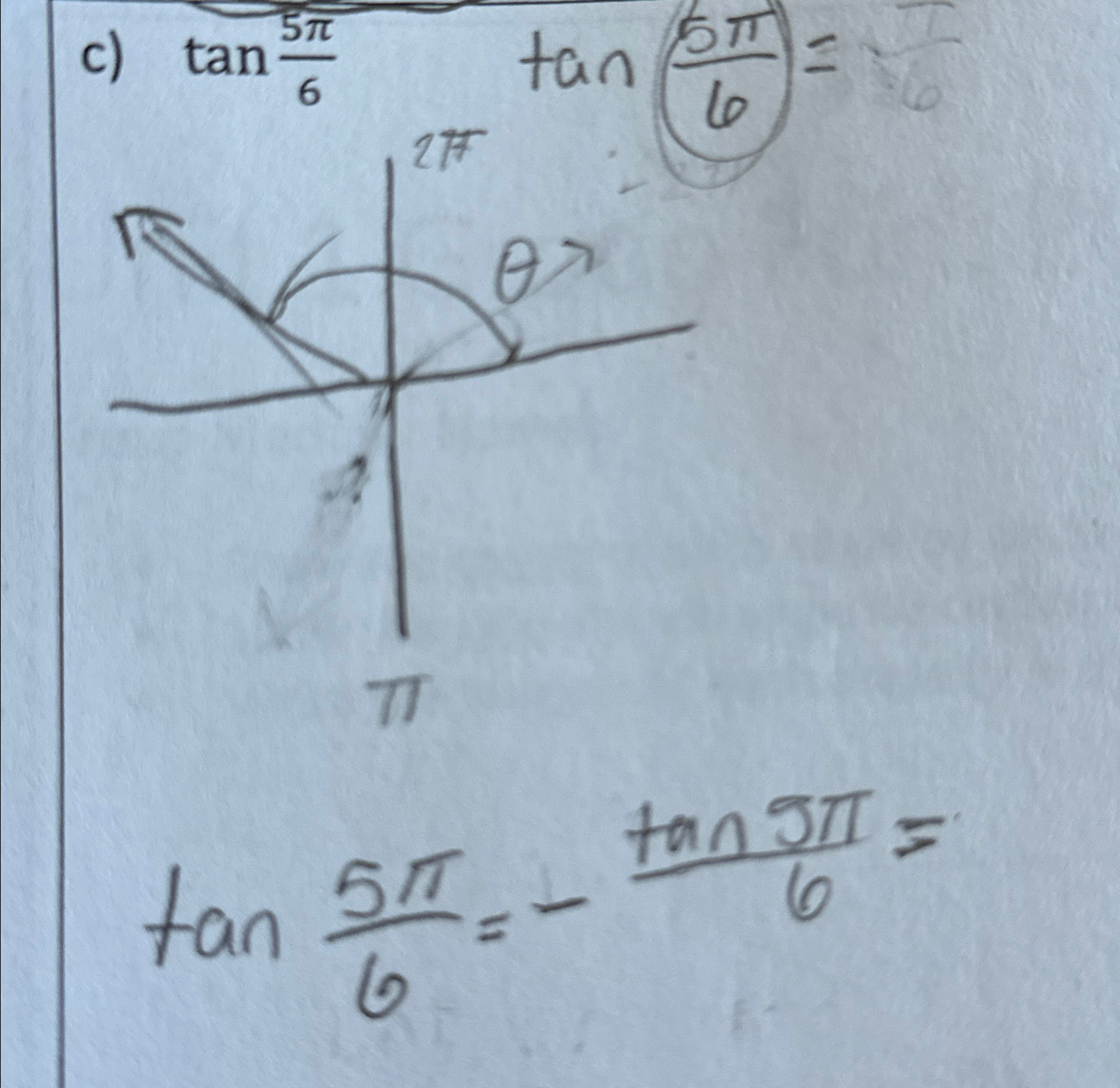 tan inverse of tan 5 pi 6