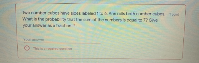 Solved Two number cubes have sides labeled 1 to 6. Ann rolls | Chegg.com