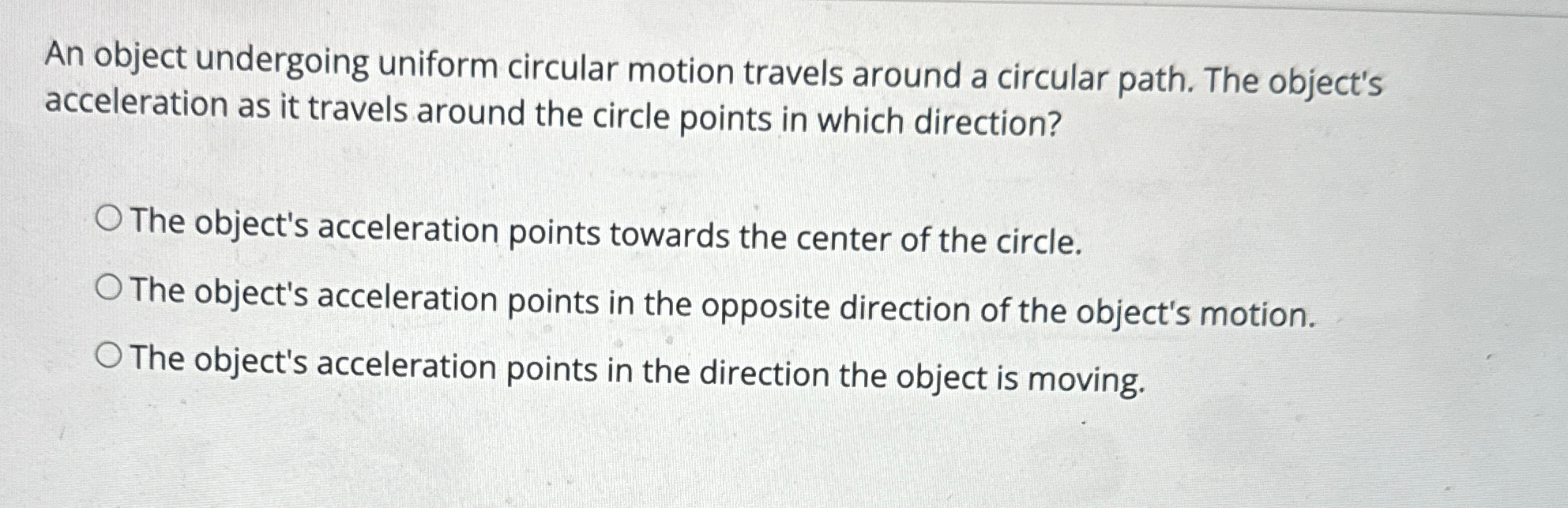 Solved An Object Undergoing Uniform Circular Motion Travels