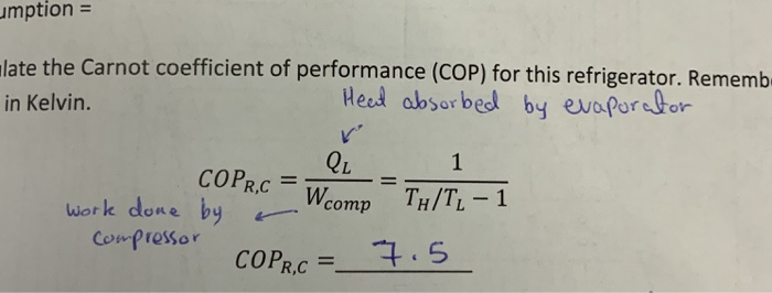 The actual COP (COP) must be determined from an | Chegg.com
