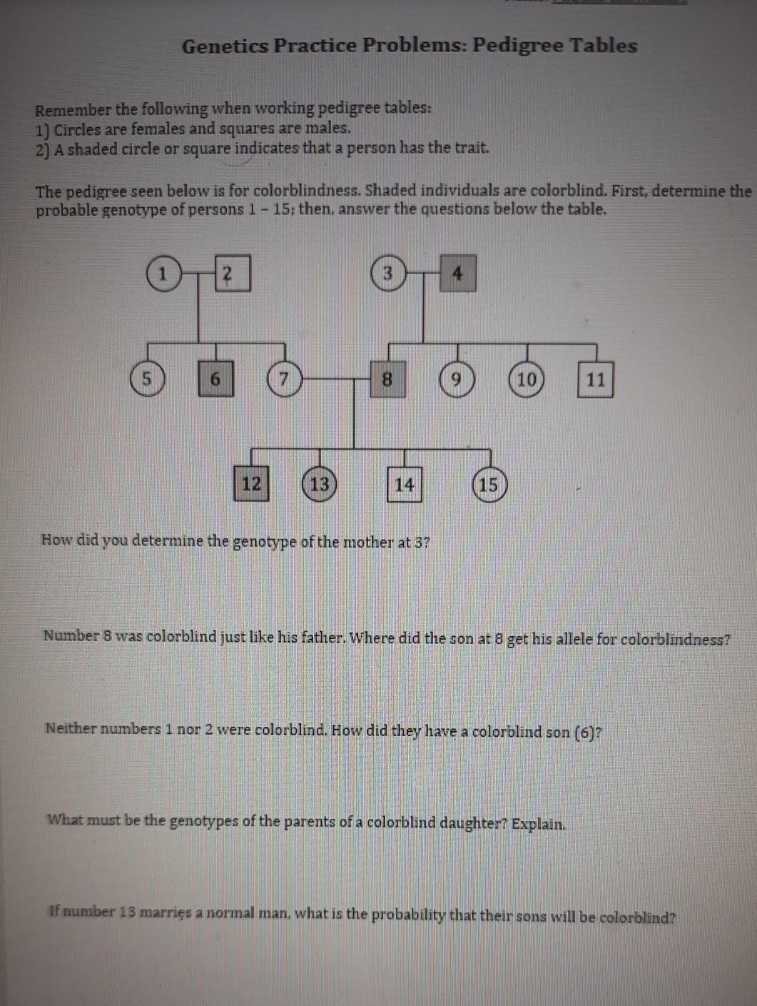 practice problems in genetics