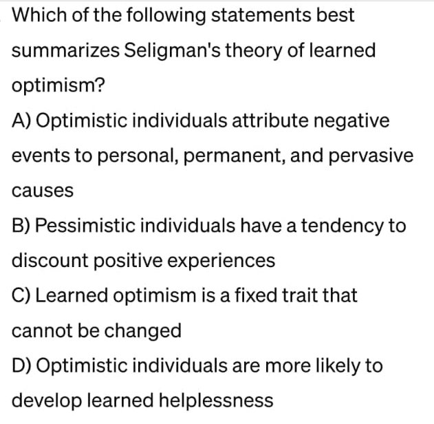 Solved Which of the following statements best summarizes