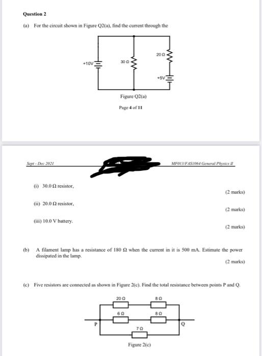 Solved Question 2 ) For the circuit shown in Figure (2a), | Chegg.com