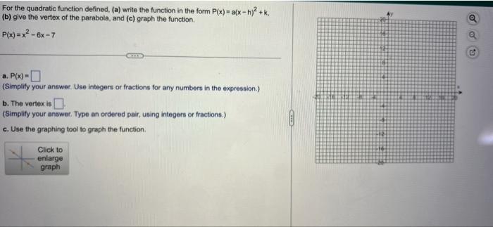 Solved For the quadratic function defined, (a) write the | Chegg.com