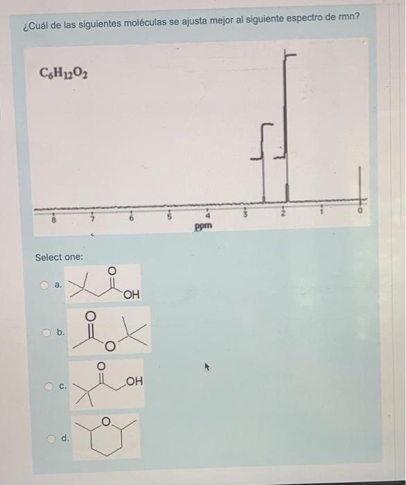 Solved Â¿CuÃ¡l de las siguientes molÃ©culas se ajusta mejor al | Chegg.com