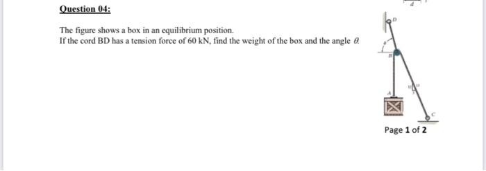 Question 04: The figure shows a box in an equilibrium | Chegg.com