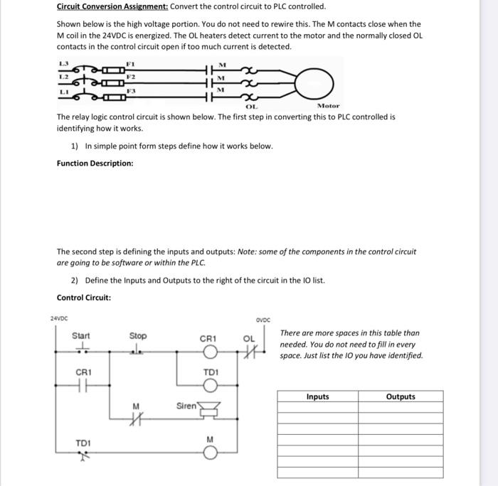 Circuit Conversion Assignment Convert the control Chegg