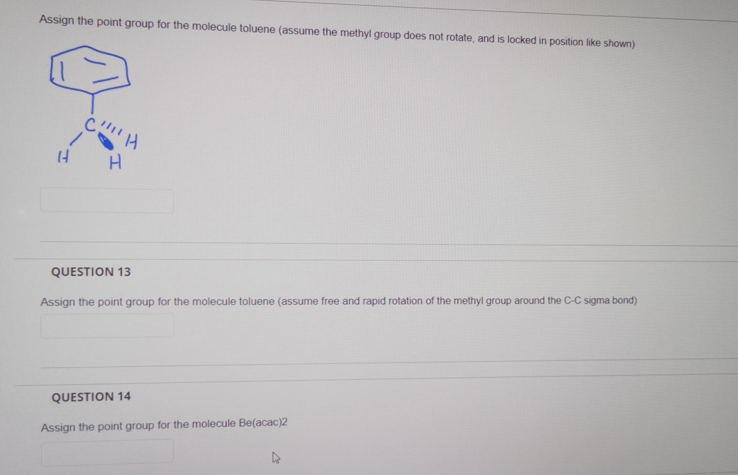 Solved Assign The Point Group For The Molecule Toluene Chegg Com