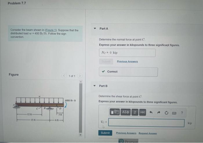 Solved Problem 7.7 Part A Consider the beam shown in (Elque | Chegg.com