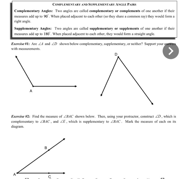 Solved Complementary And Supplementary Angle Pairs 5038