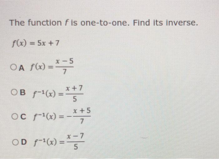 Solved The function f ﻿is one-to-one. Find its