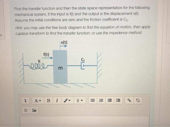 Solved Find the transfer function and then the state space | Chegg.com