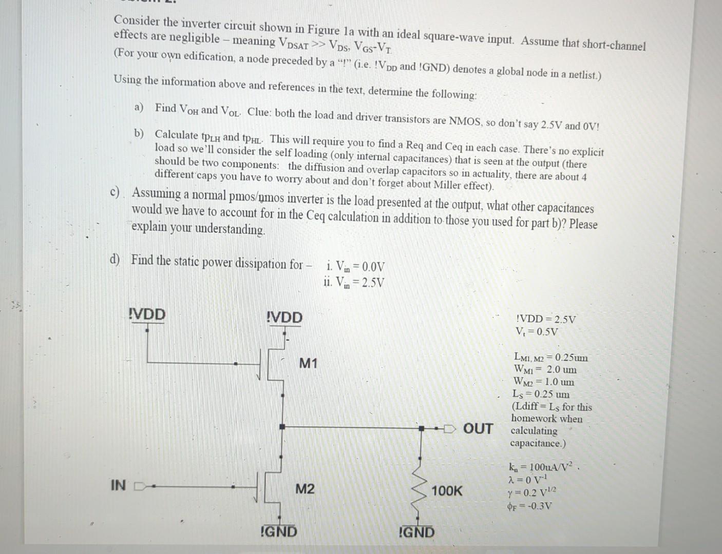 Solved Consider the inverter circuit shown in Figure la with | Chegg.com