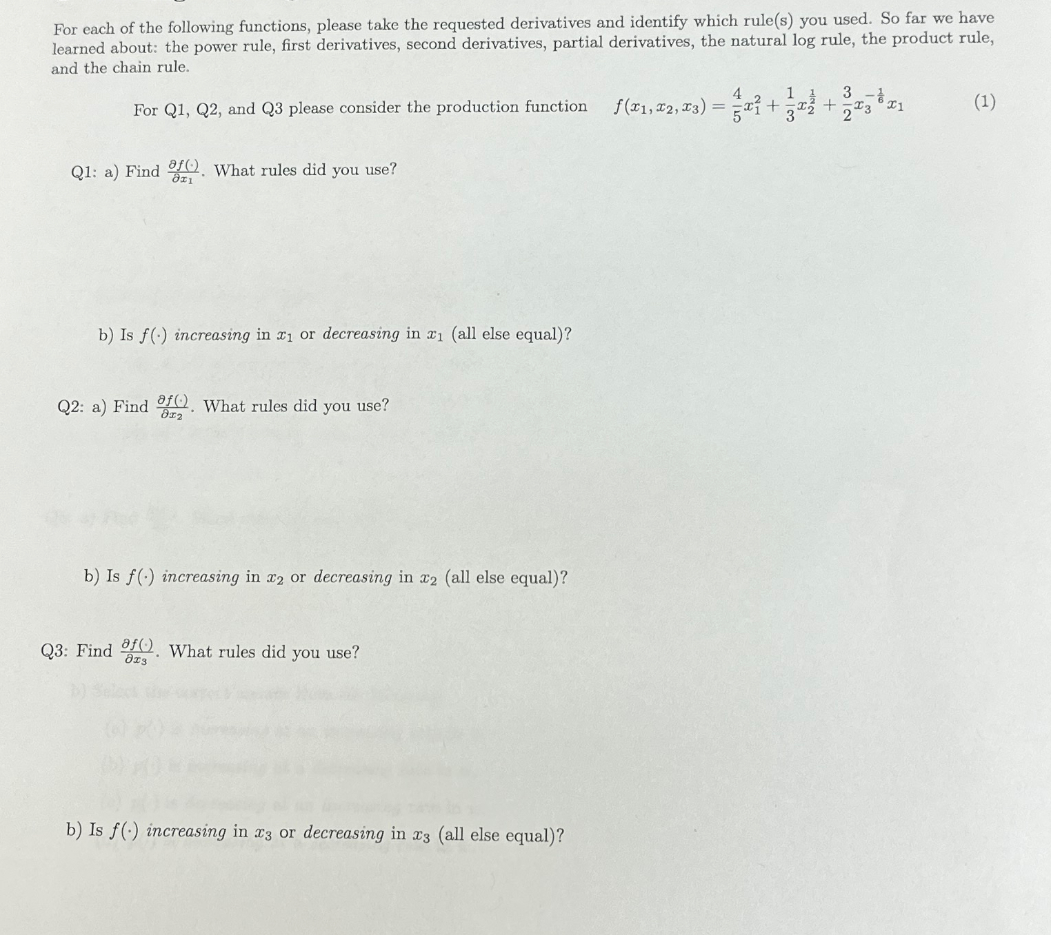 Solved For each of the following functions, please take the | Chegg.com