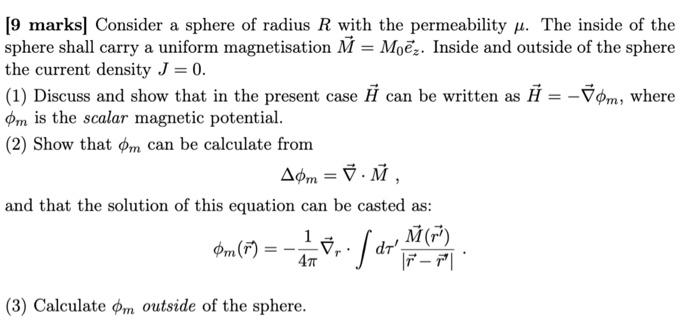 Solved [9 marks] Consider a sphere of radius R with the | Chegg.com