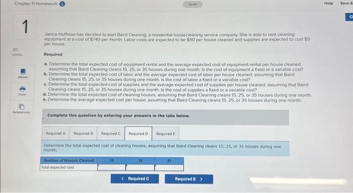 Solved Chapter 11 Homework 1 20 points eBook Print | Chegg.com