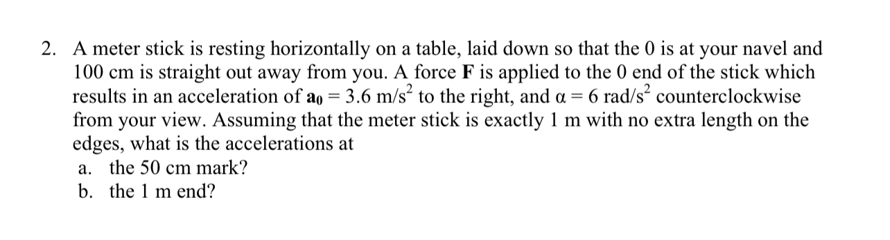 Solved A meter stick is resting horizontally on a table, | Chegg.com