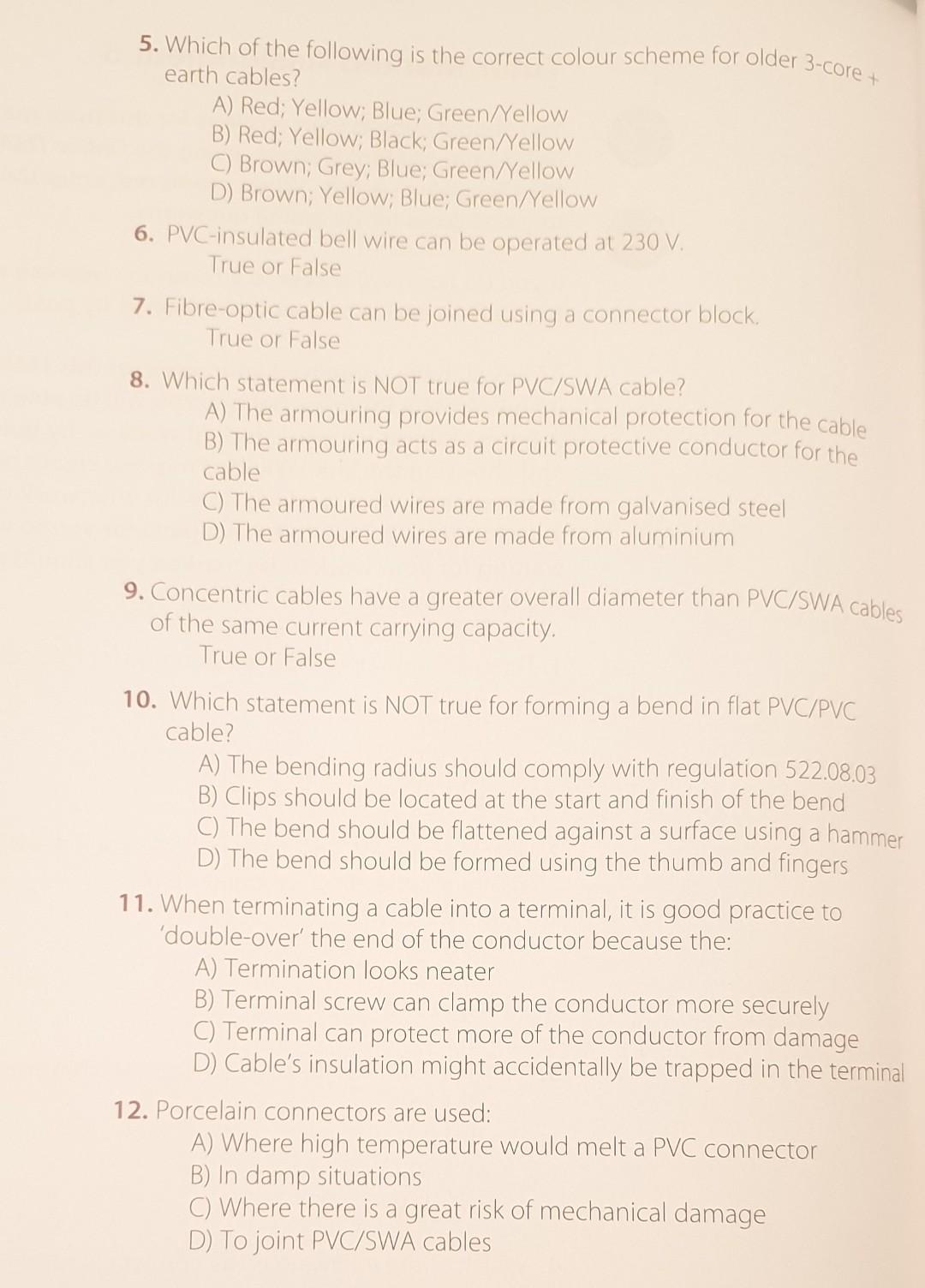 Solved 1. The maximum operating temperature for PVC cable