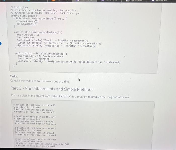 Solved Lab Week 1 - Intro, BlueJ/IDES, Syntax Errors, | Chegg.com