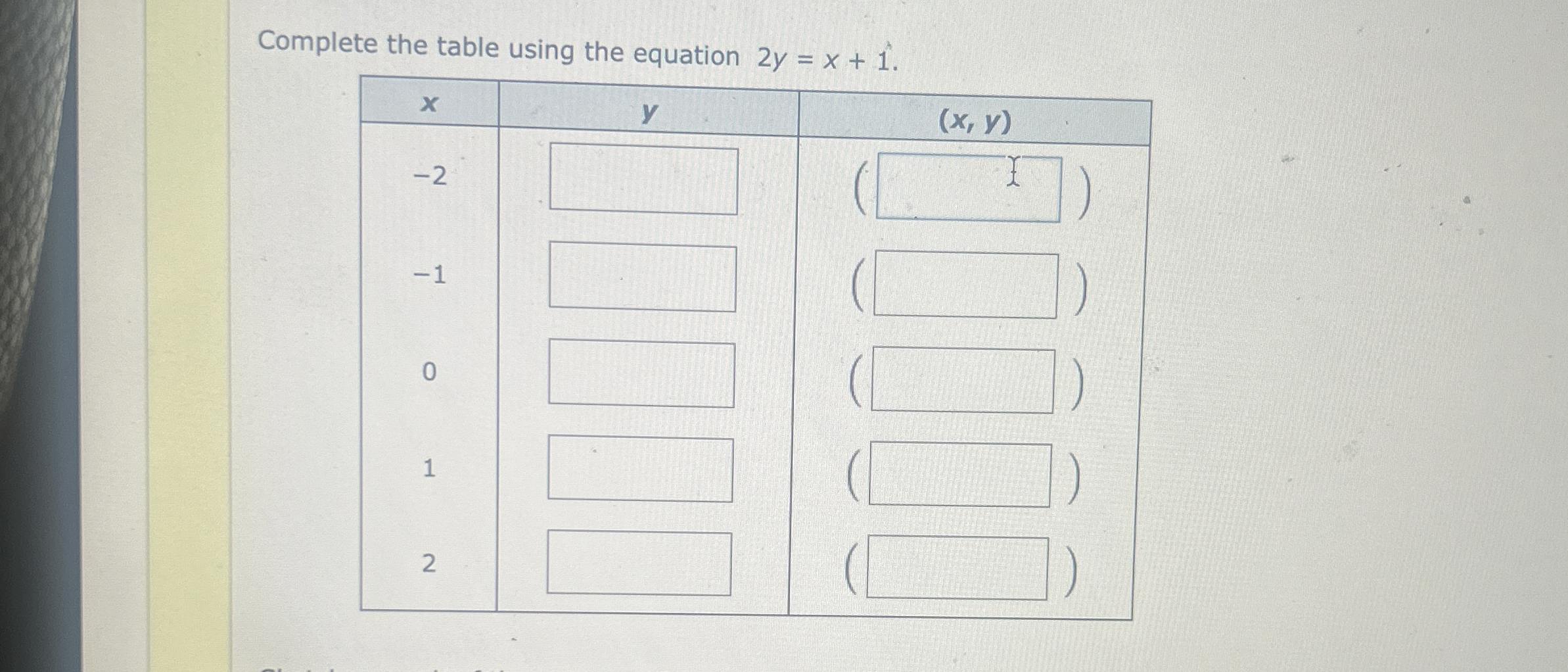 Y X 1 Table