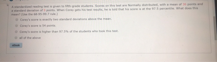 Solved A standardized reading test is given to fifth-grade | Chegg.com