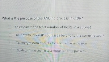 What is the purpose of the ANDing process in CIDR?To | Chegg.com