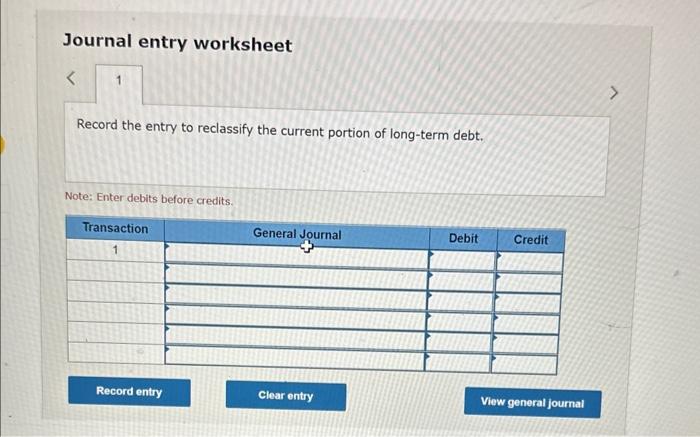 Solved Journal entry worksheet Record the entry to | Chegg.com