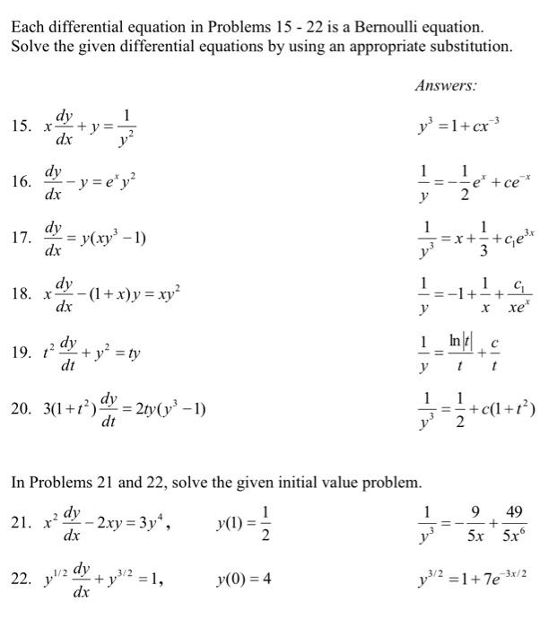 Solved Each differential equation in Problems 15 - 22 is a | Chegg.com
