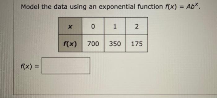 Solved Model the data using an exponential function | Chegg.com